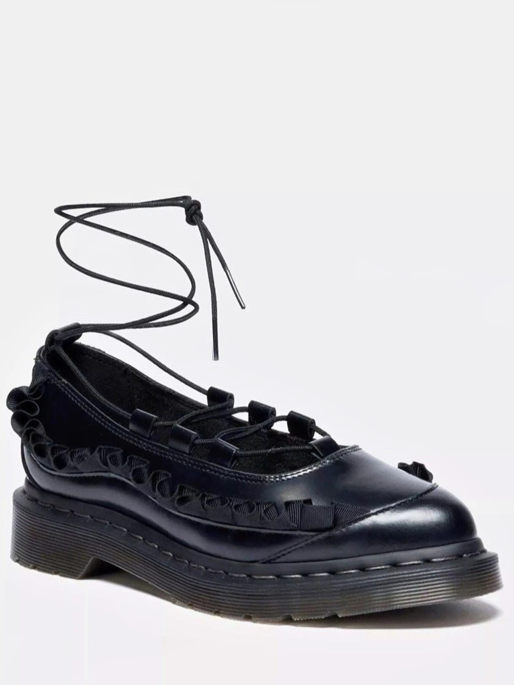 Dr. Martens Elphie II Frill Leather Ballet Flats Black